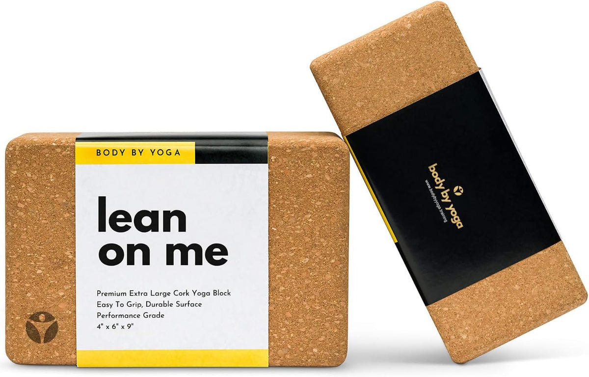 Cork Yoga Blocks 2 Pack – Premium Cork Grain, Highly Stable, Chip Resistant | Extra Large 4" x 6" x 9", No Wobble, Heavy Duty, Durable, Crumble-Free, Comfort Edges, Artisanally Crafted, Yoga Strap Set