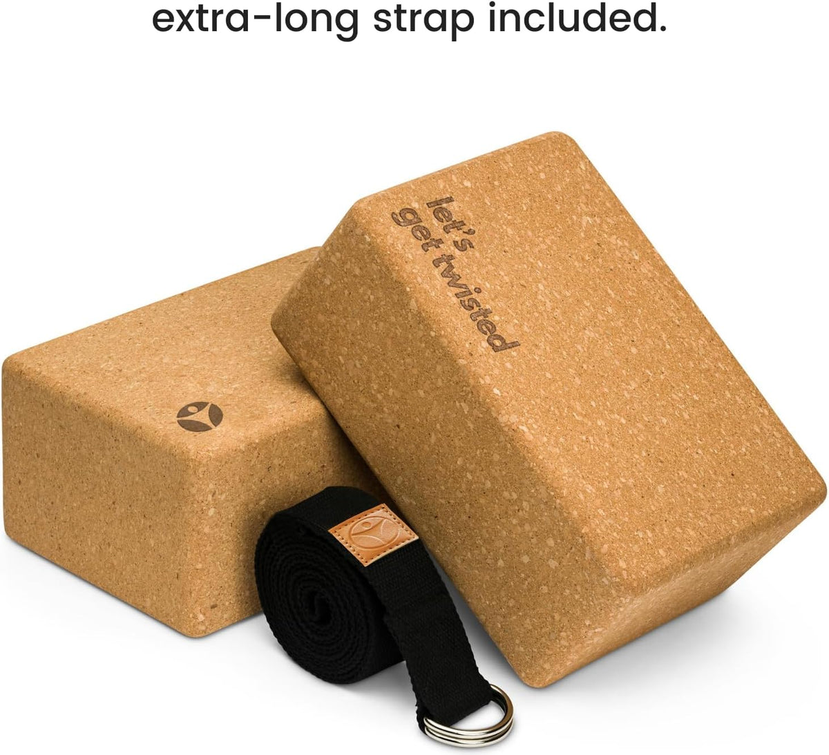 Cork Yoga Blocks 2 Pack – Premium Cork Grain, Highly Stable, Chip Resistant | Extra Large 4" x 6" x 9", No Wobble, Heavy Duty, Durable, Crumble-Free, Comfort Edges, Artisanally Crafted, Yoga Strap Set