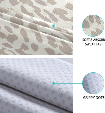 Leopard Yoga Mat Towel, Non Slip Sweat Absorbent Hot Yoga Towel Portable Lightweight Travel Workout Towel with Storage Bag for Home Yoga, Pilates, Fitness 73x 27 Inch