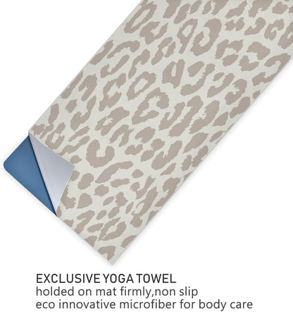 Leopard Yoga Mat Towel, Non Slip Sweat Absorbent Hot Yoga Towel Portable Lightweight Travel Workout Towel with Storage Bag for Home Yoga, Pilates, Fitness 73x 27 Inch