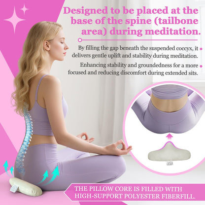 Meditation Cushion - Floor Pillows for Adults Sitting, Yoga Bolster,Portable Ergonomics Tailbone Support Mat Meditation Floor Pad with 100% Organic Cotton Cover & Polyester Cotton Fill
