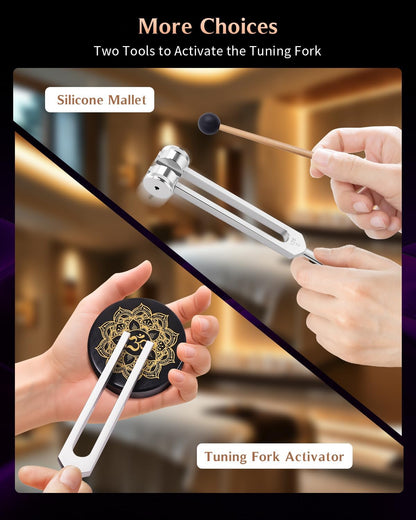 Tuning Forks for Healing Set – Includes 128Hz, 136Hz, 256Hz, 384Hz & Activator, Perfect for Healing, Chakra, Sound Therapy, Keep Body, Mind and Spirit in Perfect Harmony