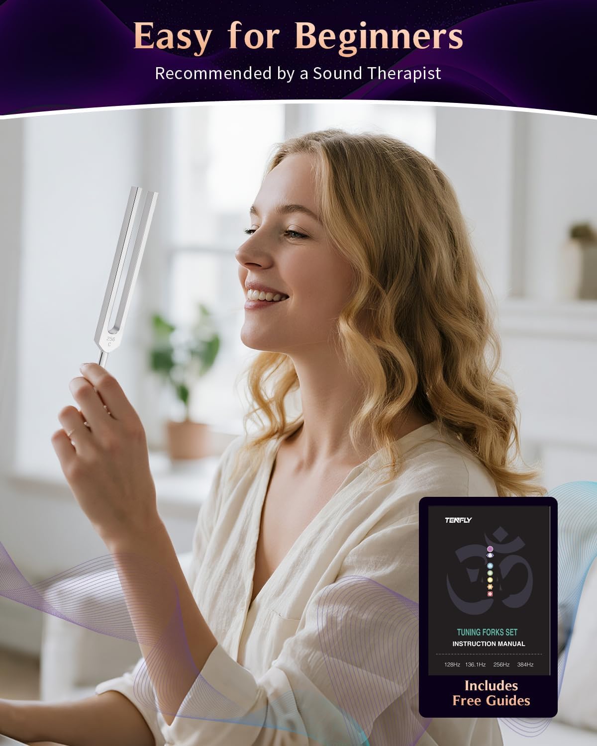 Tuning Forks for Healing Set – Includes 128Hz, 136Hz, 256Hz, 384Hz & Activator, Perfect for Healing, Chakra, Sound Therapy, Keep Body, Mind and Spirit in Perfect Harmony