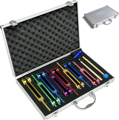 Tuning Forks for Healing Set – Includes 128Hz, 136Hz, 256Hz, 384Hz & Activator, Perfect for Healing, Chakra, Sound Therapy, Keep Body, Mind and Spirit in Perfect Harmony