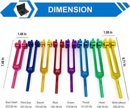 Tuning Forks for Healing Set – Includes 128Hz, 136Hz, 256Hz, 384Hz & Activator, Perfect for Healing, Chakra, Sound Therapy, Keep Body, Mind and Spirit in Perfect Harmony