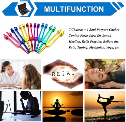 Tuning Forks for Healing Set – Includes 128Hz, 136Hz, 256Hz, 384Hz & Activator, Perfect for Healing, Chakra, Sound Therapy, Keep Body, Mind and Spirit in Perfect Harmony