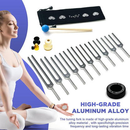 Tuning Forks for Healing Set – Includes 128Hz, 136Hz, 256Hz, 384Hz & Activator, Perfect for Healing, Chakra, Sound Therapy, Keep Body, Mind and Spirit in Perfect Harmony
