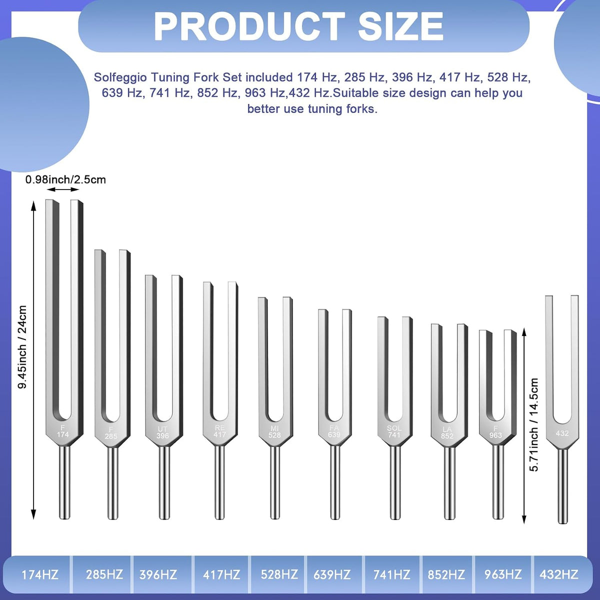 Tuning Forks for Healing Set – Includes 128Hz, 136Hz, 256Hz, 384Hz & Activator, Perfect for Healing, Chakra, Sound Therapy, Keep Body, Mind and Spirit in Perfect Harmony