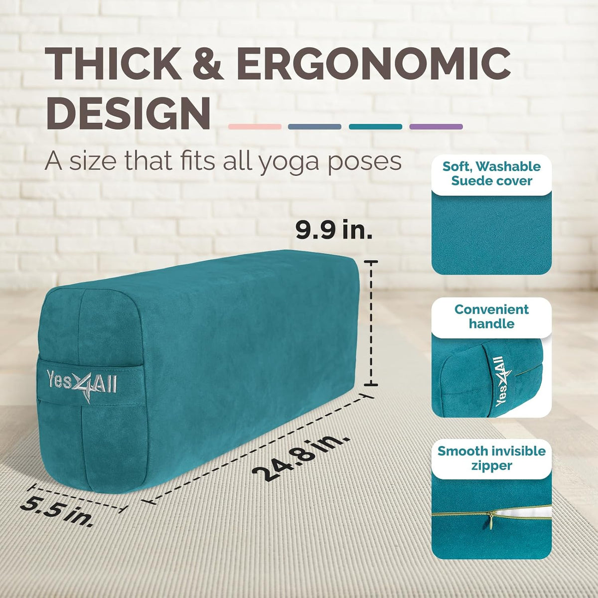Triple-Layer Sponge Yoga Bolster Pillow for Restorative Yoga & Meditation - Versatile Yoga Support Pillow, Balance & Poses Modification