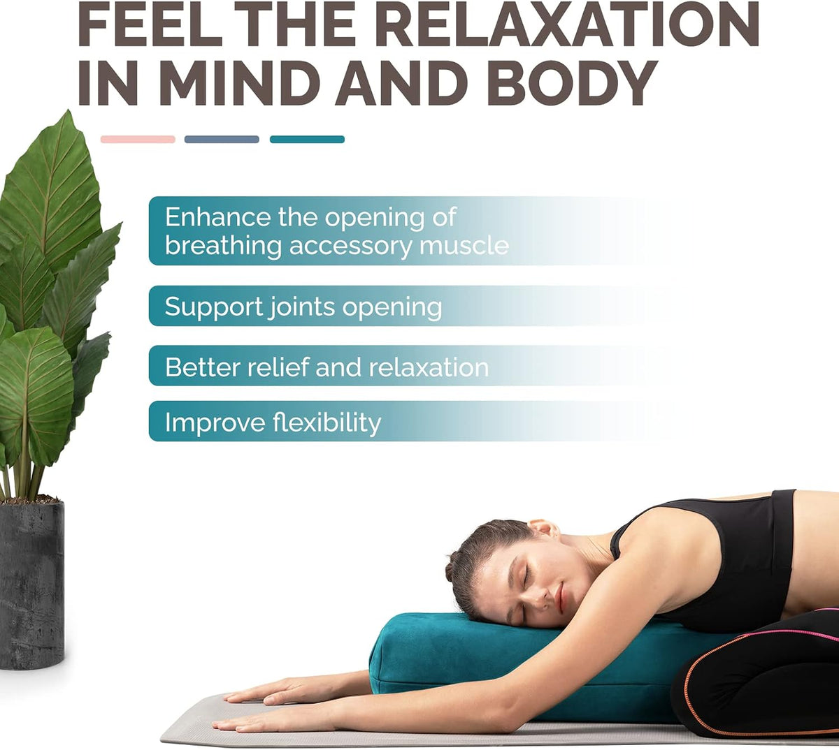 Triple-Layer Sponge Yoga Bolster Pillow for Restorative Yoga & Meditation - Versatile Yoga Support Pillow, Balance & Poses Modification