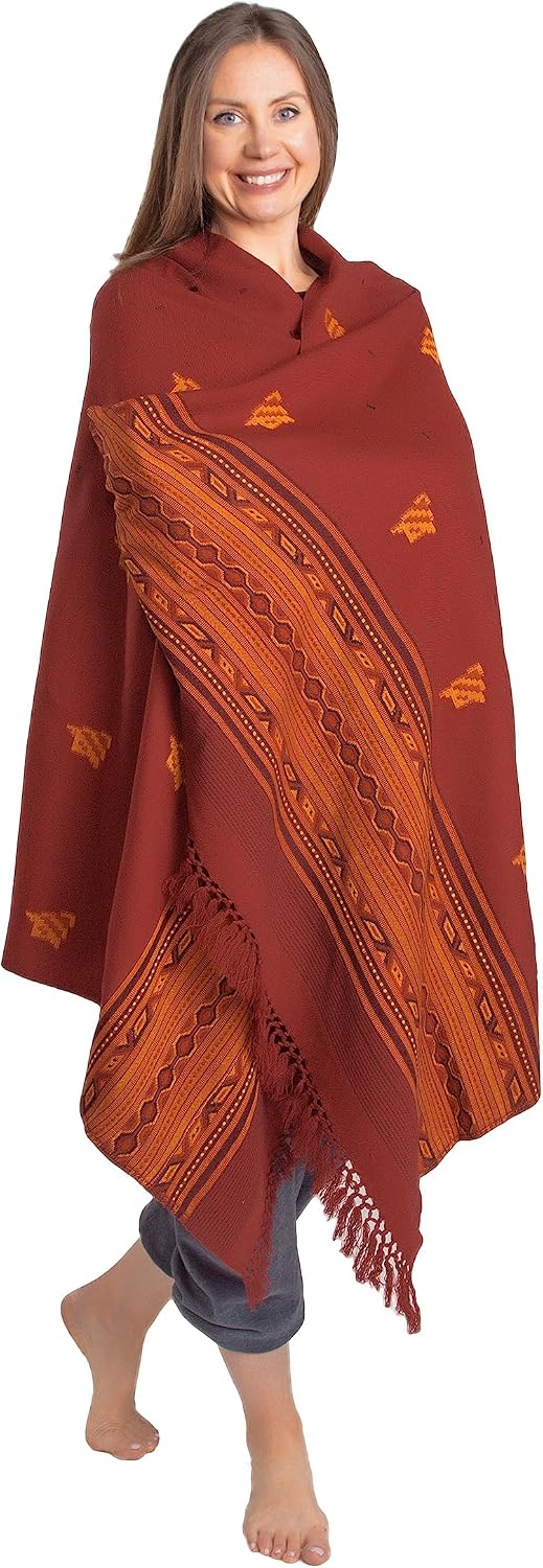 Exotic Vegan Meditation Shawl - Large Unisex Prayer Wrap, Oversize Scarf & Versatile Indian Style Blanket
