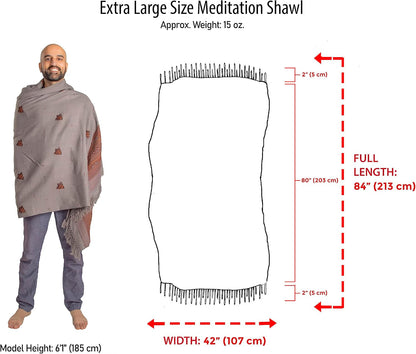 Exotic Vegan Meditation Shawl - Large Unisex Prayer Wrap, Oversize Scarf & Versatile Indian Style Blanket