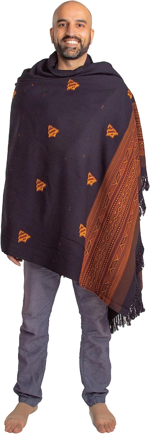 Exotic Vegan Meditation Shawl - Large Unisex Prayer Wrap, Oversize Scarf & Versatile Indian Style Blanket