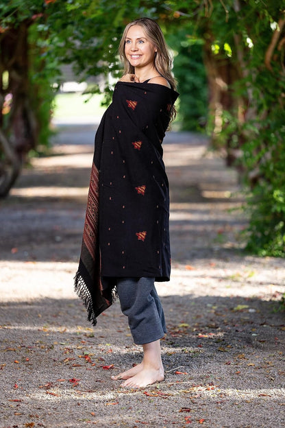 Exotic Vegan Meditation Shawl - Large Unisex Prayer Wrap, Oversize Scarf & Versatile Indian Style Blanket