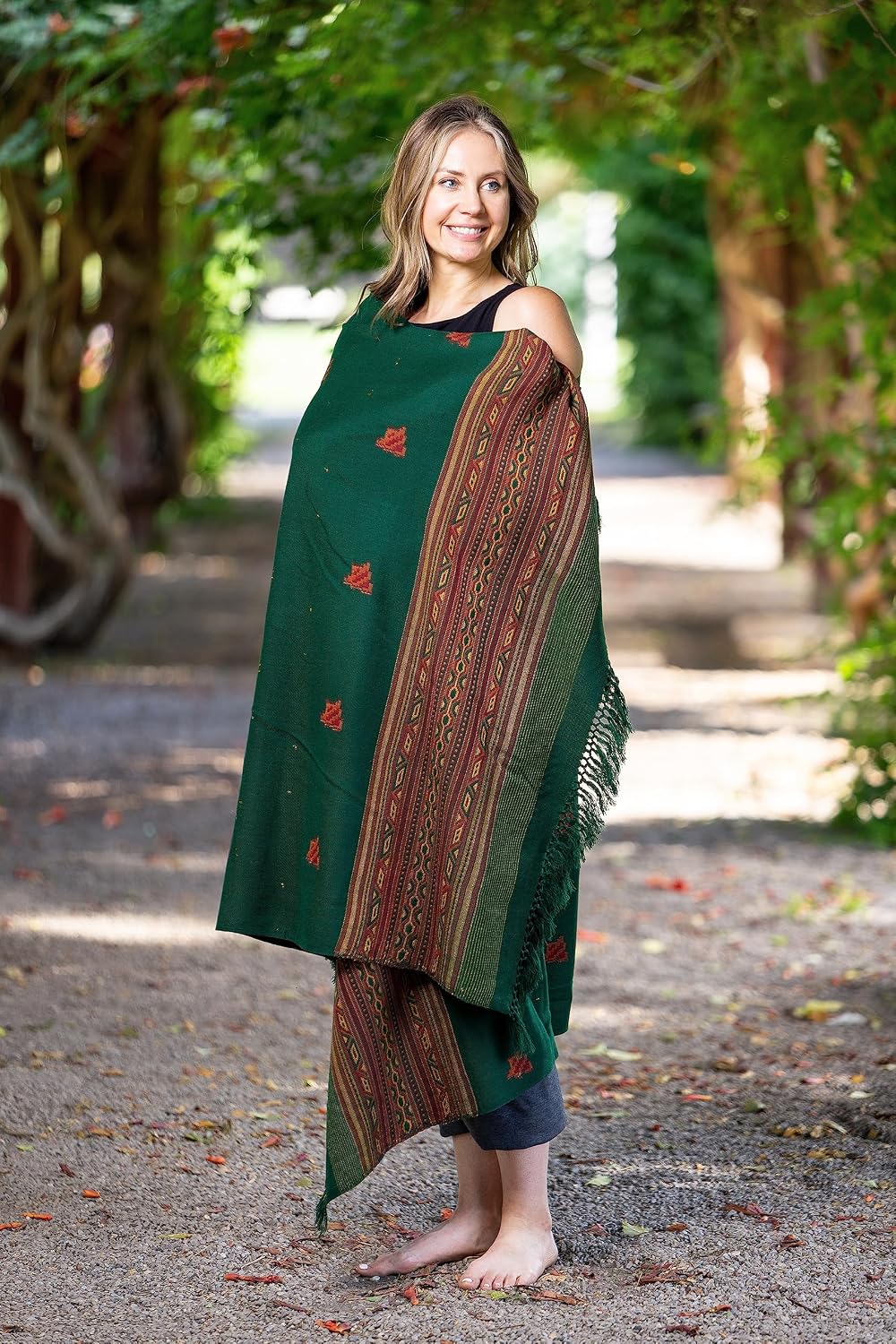 Exotic Vegan Meditation Shawl - Large Unisex Prayer Wrap, Oversize Scarf & Versatile Indian Style Blanket