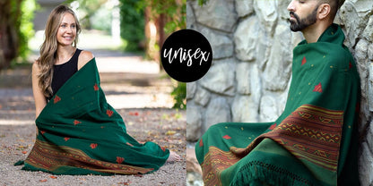 Exotic Vegan Meditation Shawl - Large Unisex Prayer Wrap, Oversize Scarf & Versatile Indian Style Blanket