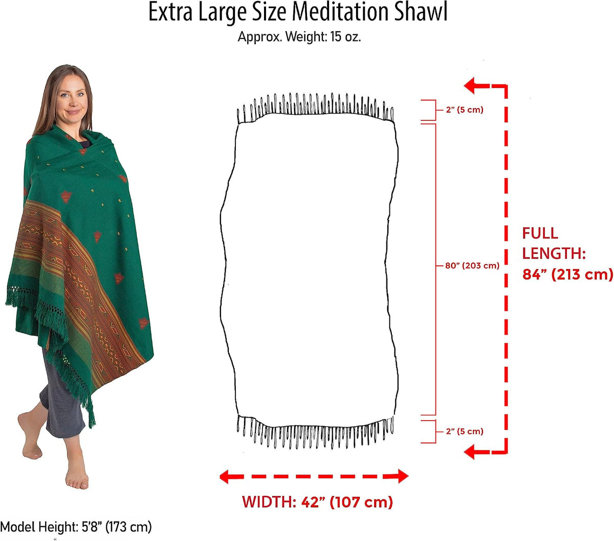 Exotic Vegan Meditation Shawl - Large Unisex Prayer Wrap, Oversize Scarf & Versatile Indian Style Blanket