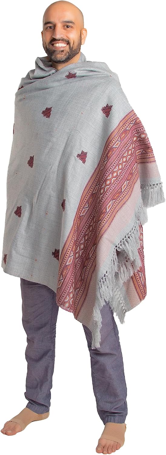 Exotic Vegan Meditation Shawl - Large Unisex Prayer Wrap, Oversize Scarf & Versatile Indian Style Blanket