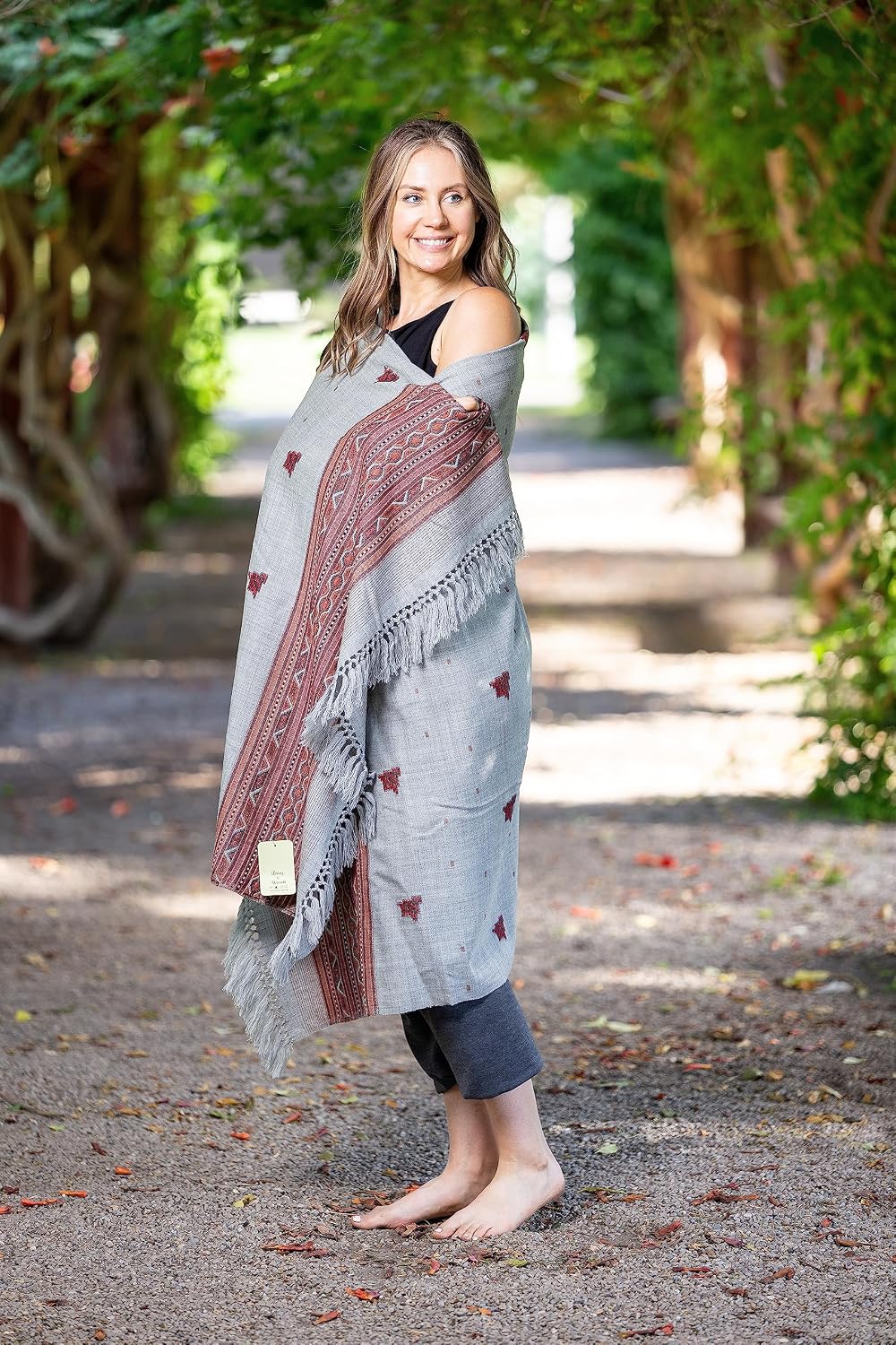 Exotic Vegan Meditation Shawl - Large Unisex Prayer Wrap, Oversize Scarf & Versatile Indian Style Blanket