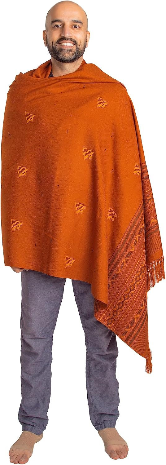 Exotic Vegan Meditation Shawl - Large Unisex Prayer Wrap, Oversize Scarf & Versatile Indian Style Blanket