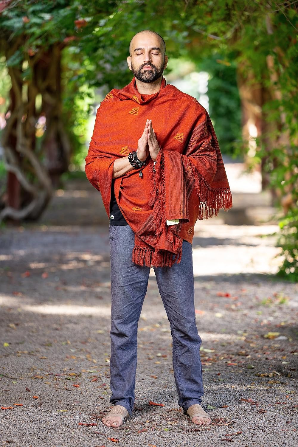 Exotic Vegan Meditation Shawl - Large Unisex Prayer Wrap, Oversize Scarf & Versatile Indian Style Blanket
