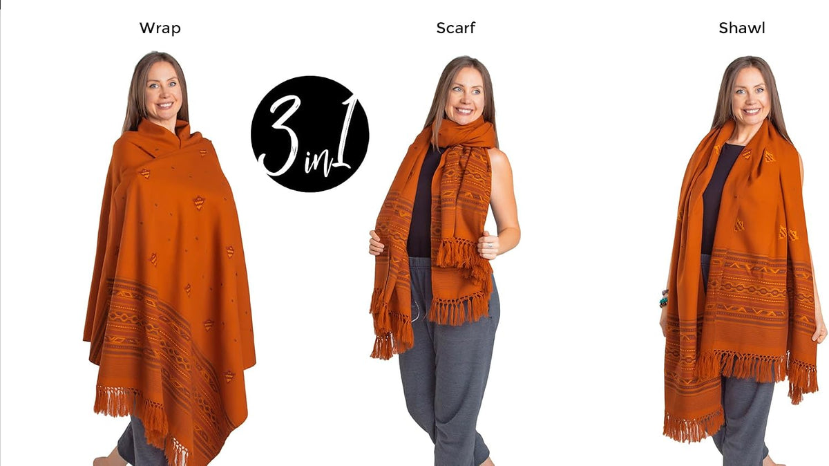 Exotic Vegan Meditation Shawl - Large Unisex Prayer Wrap, Oversize Scarf & Versatile Indian Style Blanket