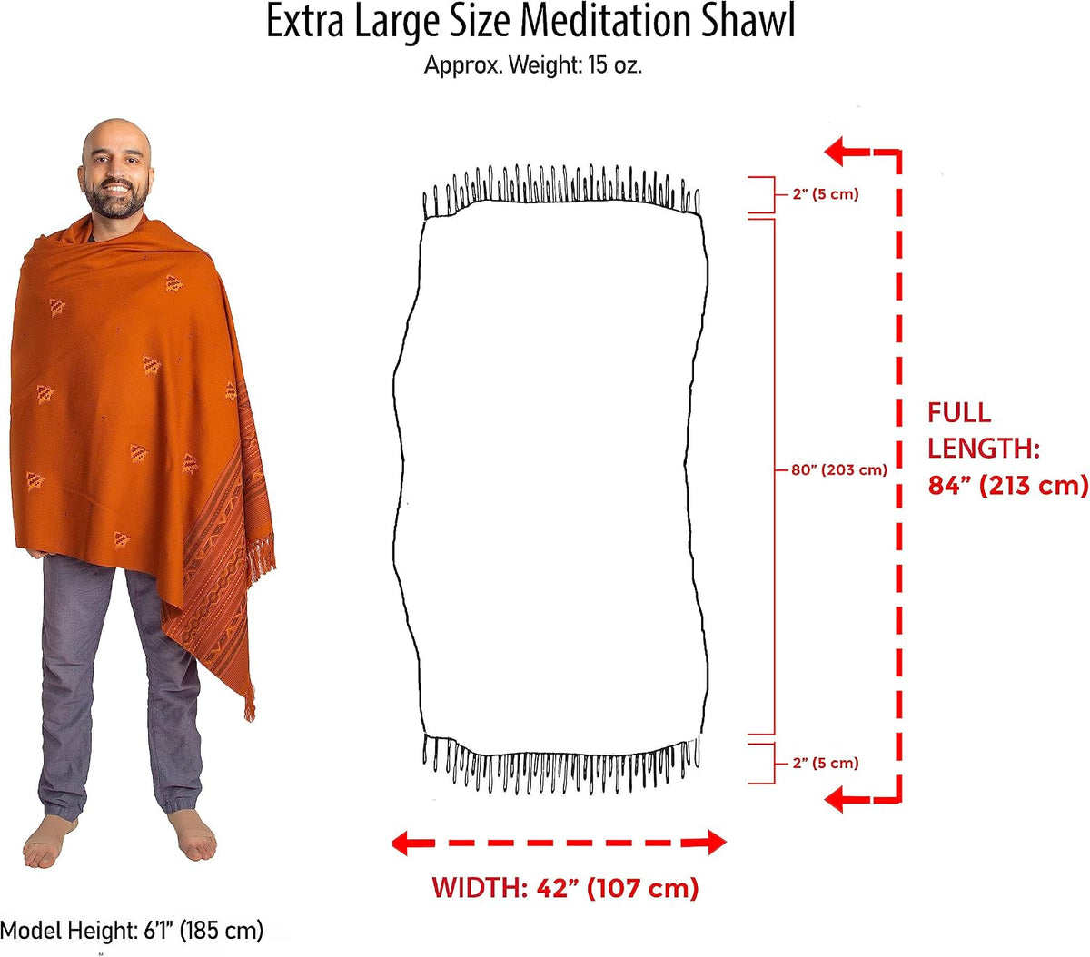 Exotic Vegan Meditation Shawl - Large Unisex Prayer Wrap, Oversize Scarf & Versatile Indian Style Blanket
