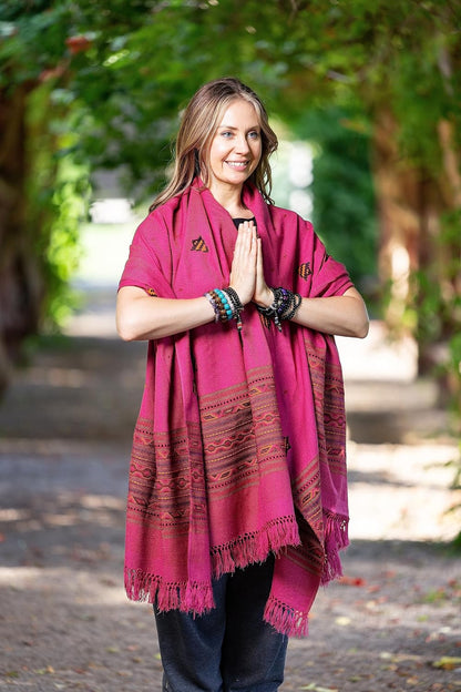 Exotic Vegan Meditation Shawl - Large Unisex Prayer Wrap, Oversize Scarf & Versatile Indian Style Blanket