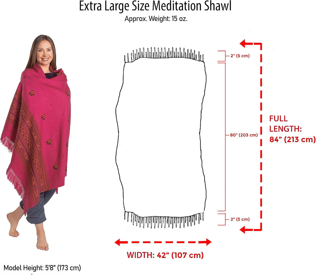 Exotic Vegan Meditation Shawl - Large Unisex Prayer Wrap, Oversize Scarf & Versatile Indian Style Blanket