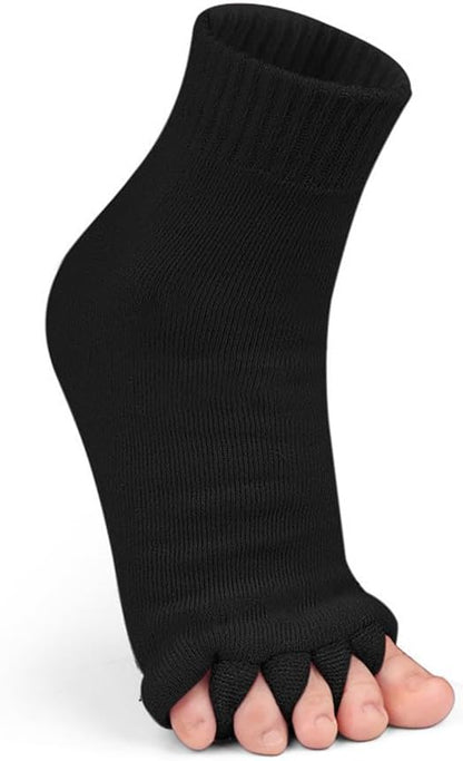 Women Toe Separator Socks Toeless Foot Alignment Socks for Yoga GYM Massage Pain Relief Improves Circulation Stretchy