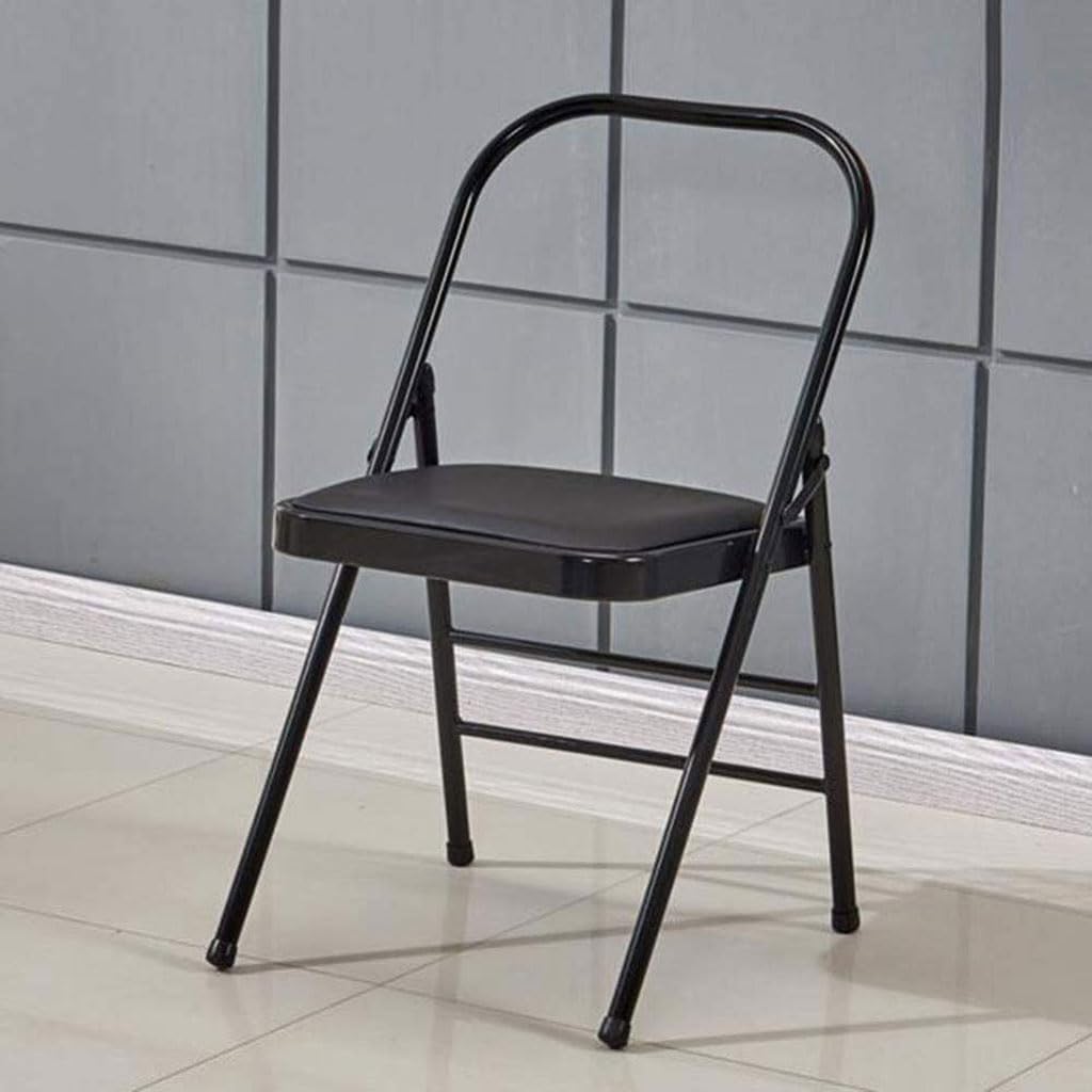 Portable Foldable Yoga Chair,Iyengar Yoga Chair,PU Leather,Front and Rear Beam Design,Backless Yoga Chair,Pilates Yoga Chair,Yoga Inversion Chair,Black