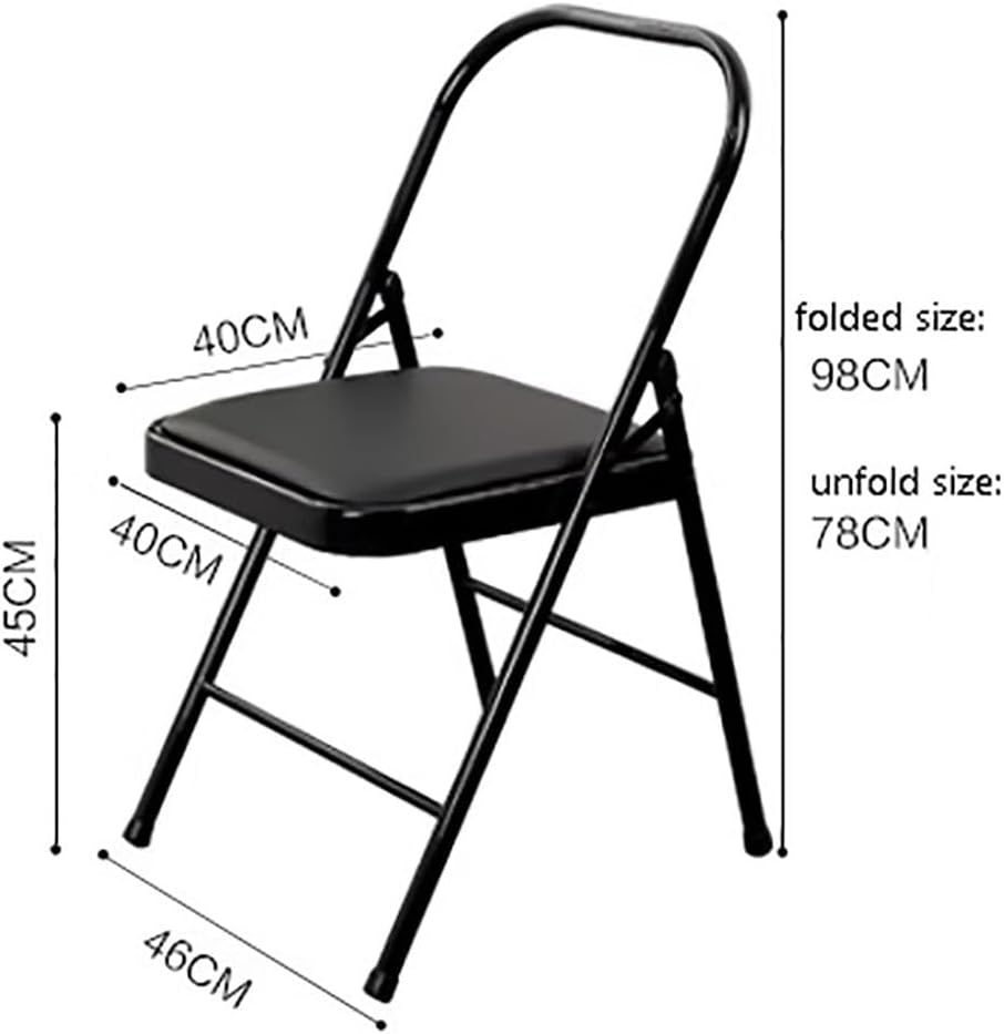 Portable Foldable Yoga Chair,Iyengar Yoga Chair,PU Leather,Front and Rear Beam Design,Backless Yoga Chair,Pilates Yoga Chair,Yoga Inversion Chair,Black