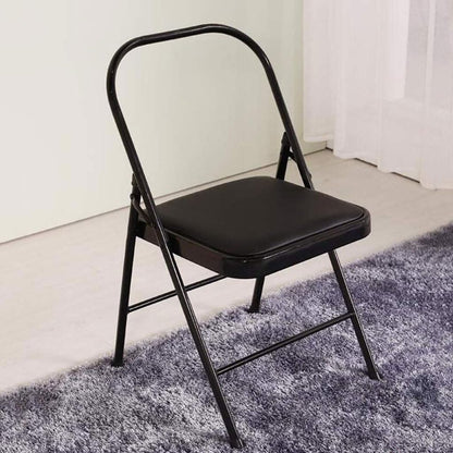 Portable Foldable Yoga Chair,Iyengar Yoga Chair,PU Leather,Front and Rear Beam Design,Backless Yoga Chair,Pilates Yoga Chair,Yoga Inversion Chair,Black