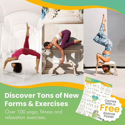 The Original Yoga Headstand Bench, Vegan Handstand Trainer Bench and Stand, Strength Training Inversion Equipment for Relaxation and Strength, Includes App & Starter Kit, #1 Worldwide