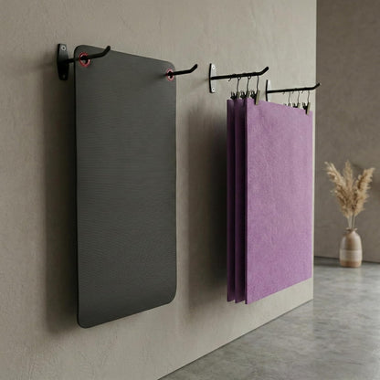 Wall Mount Yoga Mat Holder: Hanging Metal Rack For Eyelet Exercise Mats