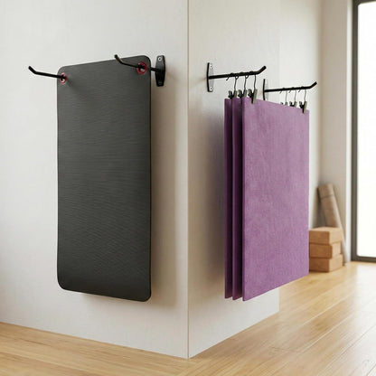 Wall Mount Yoga Mat Holder: Hanging Metal Rack For Eyelet Exercise Mats