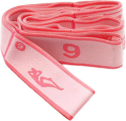 9 Loops Elastic Yoga Strap - Adjustable Stretching Band for Physical Therapy, Dance, Pilates & Gymnastics, Multi-Loop Exercise Band for Flexibility, Home Workout