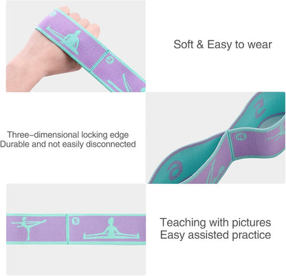 9 Loops Elastic Yoga Strap - Adjustable Stretching Band for Physical Therapy, Dance, Pilates & Gymnastics, Multi-Loop Exercise Band for Flexibility, Home Workout