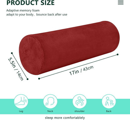 Bolster Pillow Yoga Beige Firm Neck Roll Pillow 5.5" x 17" Small Round Pillows Decorative Throw Pillows Cylinder Body Pillow Cover Back Support Pillow