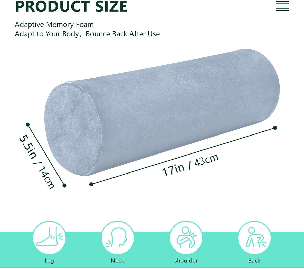 Bolster Pillow Yoga Beige Firm Neck Roll Pillow 5.5" x 17" Small Round Pillows Decorative Throw Pillows Cylinder Body Pillow Cover Back Support Pillow