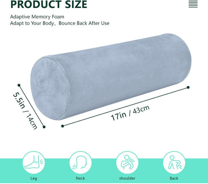 Bolster Pillow Yoga Beige Firm Neck Roll Pillow 5.5" x 17" Small Round Pillows Decorative Throw Pillows Cylinder Body Pillow Cover Back Support Pillow