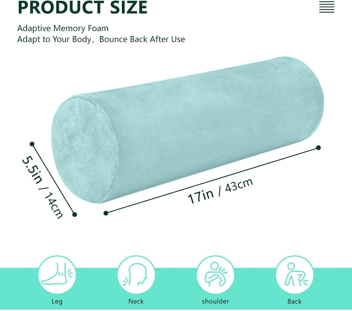 Bolster Pillow Yoga Beige Firm Neck Roll Pillow 5.5" x 17" Small Round Pillows Decorative Throw Pillows Cylinder Body Pillow Cover Back Support Pillow