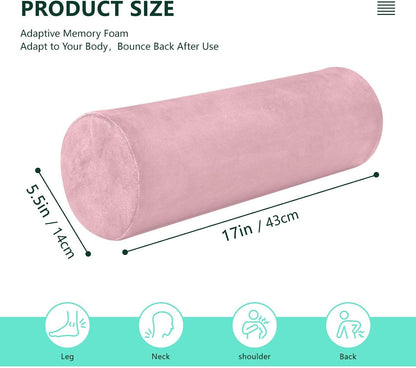 Bolster Pillow Yoga Beige Firm Neck Roll Pillow 5.5" x 17" Small Round Pillows Decorative Throw Pillows Cylinder Body Pillow Cover Back Support Pillow