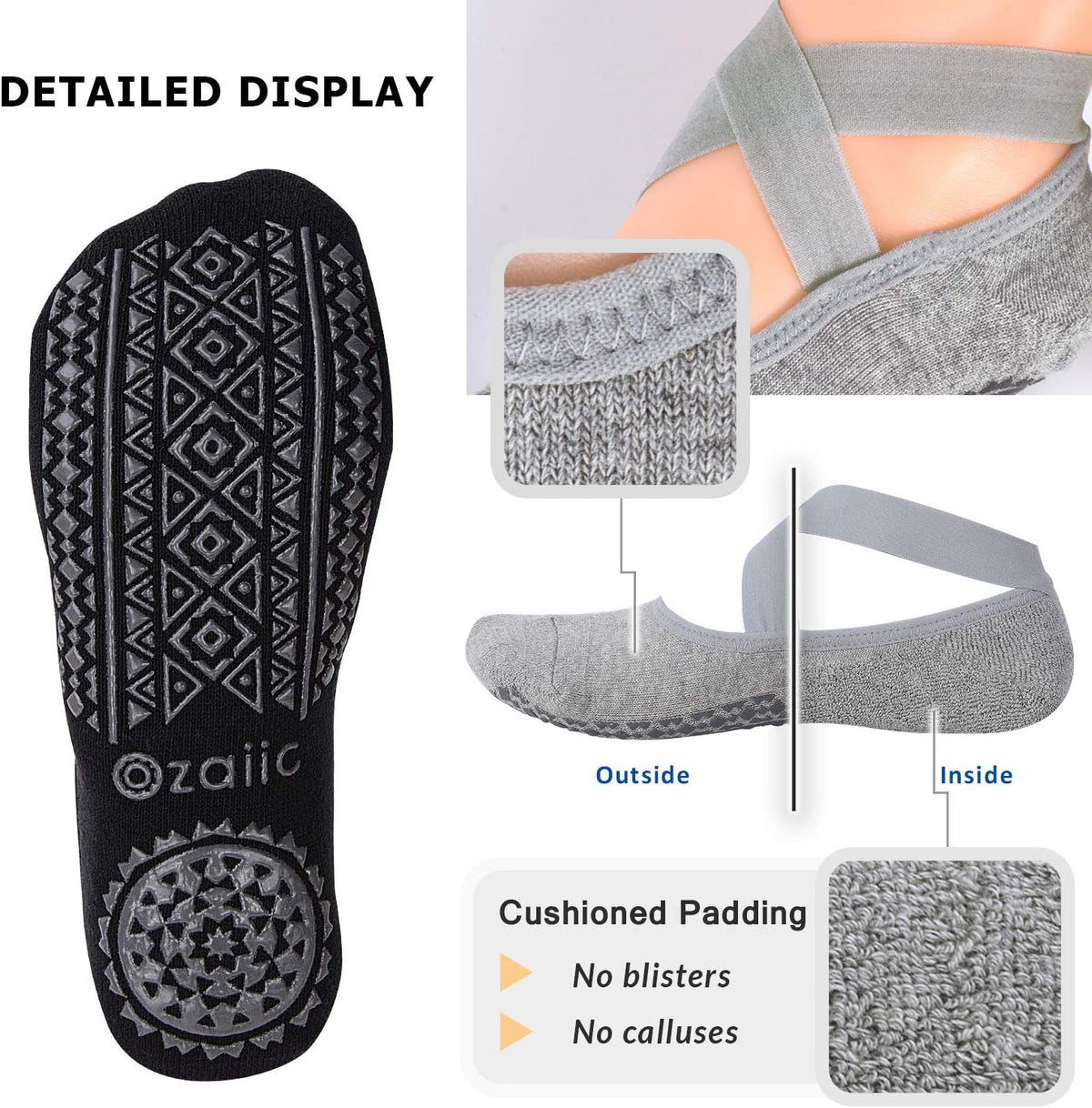 Pilates Socks for Women Non Slip Grip Yoga Barefoot Indoor Workout