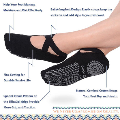 Pilates Socks for Women Non Slip Grip Yoga Barefoot Indoor Workout