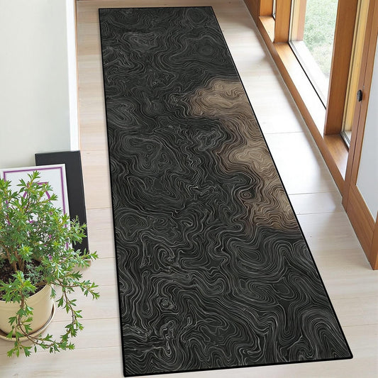 Runner Rug Washable 2x6 Topographic map Topographic map Lines Contour Non-Slip Hallway Area Rug Indoor Outdoor Home Decor for Entryway Bathroom Kitchen Carpet Yoga Floor Mat
