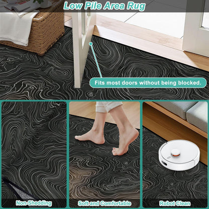 Runner Rug Washable 2x6 Topographic map Topographic map Lines Contour Non-Slip Hallway Area Rug Indoor Outdoor Home Decor for Entryway Bathroom Kitchen Carpet Yoga Floor Mat