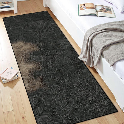 Runner Rug Washable 2x6 Topographic map Topographic map Lines Contour Non-Slip Hallway Area Rug Indoor Outdoor Home Decor for Entryway Bathroom Kitchen Carpet Yoga Floor Mat