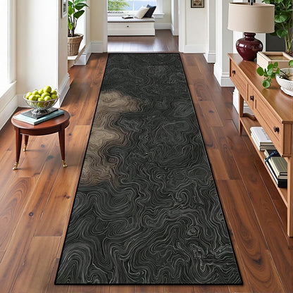 Runner Rug Washable 2x6 Topographic map Topographic map Lines Contour Non-Slip Hallway Area Rug Indoor Outdoor Home Decor for Entryway Bathroom Kitchen Carpet Yoga Floor Mat