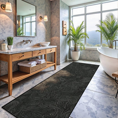 Runner Rug Washable 2x6 Topographic map Topographic map Lines Contour Non-Slip Hallway Area Rug Indoor Outdoor Home Decor for Entryway Bathroom Kitchen Carpet Yoga Floor Mat